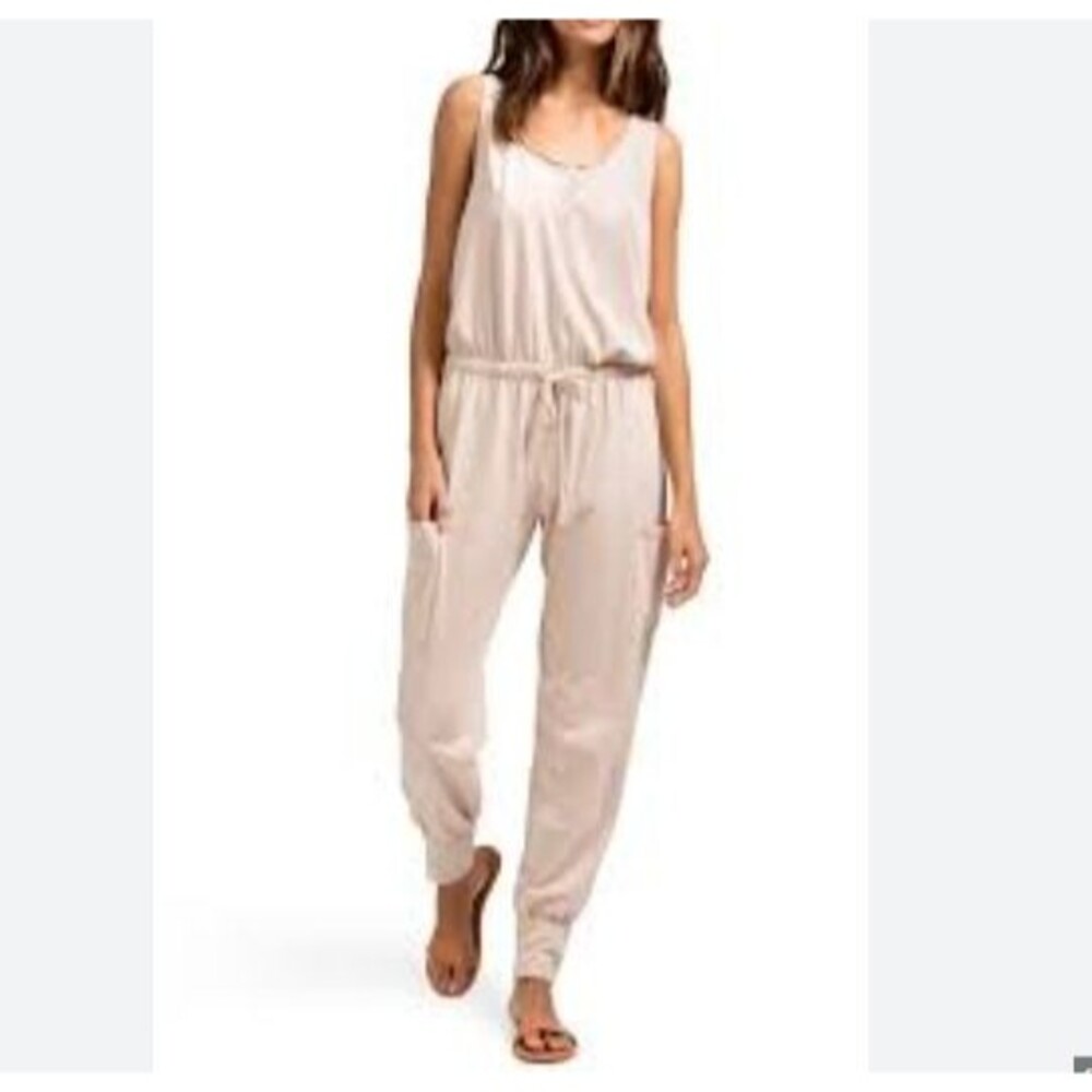 EBERJEY Brie Lounge Cargo Jumpsuit - Antique Rose NWT Large